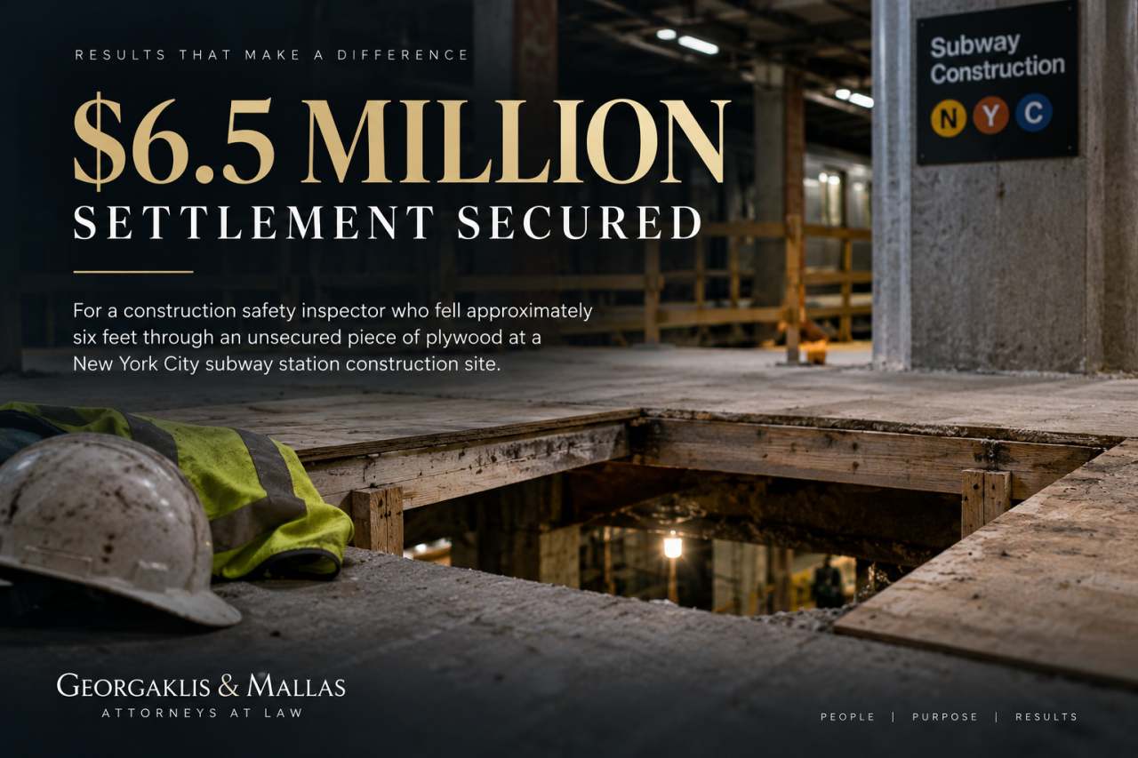 $6.5 Million Settlement for NYC subway construction worker